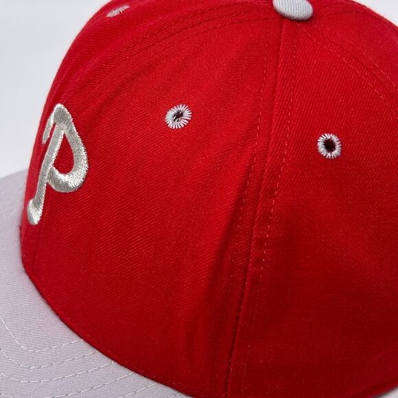 Vintage 90s Philadelphia Phillies Hat Baseball Cap New Era USA Made Snapback Red - Picture 6 of 12